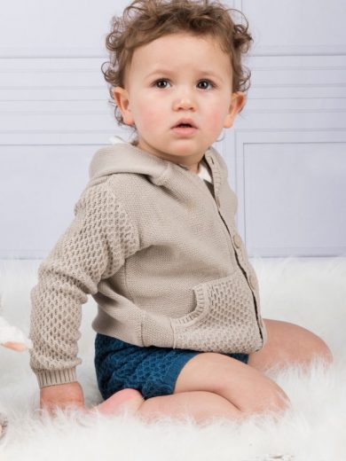 Cardigan cotone organico con cappuccio beige