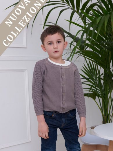 Cardigan aperto in cotone organico grigio talpa