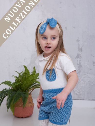Pantaloncino azzurro per bambino in cotone biologico