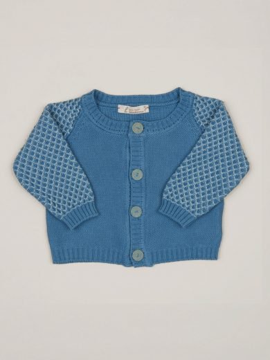 Cardigan aperto in cotone organico azzurro indaco