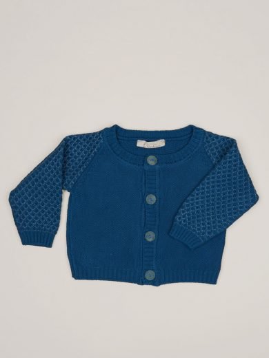 Cardigan aperto in cotone organico indaco