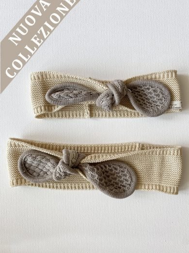 fascia per capelli mamma e figlia tonalità beige mallo di noce